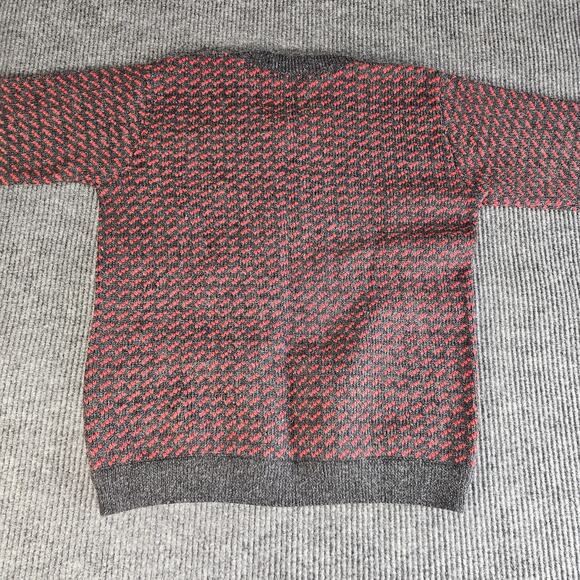 Vintage L.L.Bean Sweater Womens Large Gray Red Wool Cardigan Made in Norway 90s - Picture 2 of 12